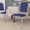 SINGLEWAVE Series Crown Back Stacking Banquet Chair in Navy Fabric - Silver Frame