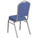 SINGLEWAVE Series Crown Back Stacking Banquet Chair in Blue Fabric - Silver Frame