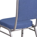SINGLEWAVE Series Crown Back Stacking Banquet Chair in Blue Fabric - Silver Frame