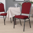SINGLEWAVE Series Crown Back Stacking Banquet Chair in Burgundy Fabric - Silver Vein Frame