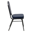 SINGLEWAVE Series Crown Back Stacking Banquet Chair in Navy Vinyl - Silver Vein Frame