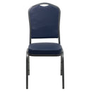 SINGLEWAVE Series Crown Back Stacking Banquet Chair in Navy Vinyl - Silver Vein Frame
