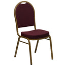 SINGLEWAVE Series Dome Back Stacking Banquet Chair in Burgundy Patterned Fabric - Gold Frame