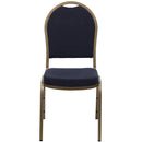 SINGLEWAVE Series Dome Back Stacking Banquet Chair in Navy Patterned Fabric - Gold Frame