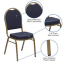 SINGLEWAVE Series Dome Back Stacking Banquet Chair in Navy Patterned Fabric - Gold Frame