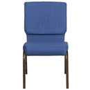 SINGLEWAVE Series 18.5''W Stacking Church Chair in Blue Fabric - Gold Vein Frame