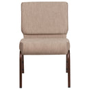 SINGLEWAVE Series 21''W Stacking Church Chair in Beige Fabric - Copper Vein Frame
