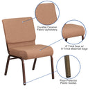 SINGLEWAVE Series 21''W Stacking Church Chair in Caramel Fabric - Copper Vein Frame