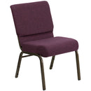 SINGLEWAVE Series 21''W Stacking Church Chair in Plum Fabric - Gold Vein Frame