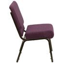 SINGLEWAVE Series 21''W Stacking Church Chair in Plum Fabric - Gold Vein Frame