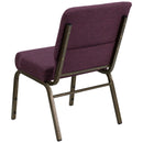 SINGLEWAVE Series 21''W Stacking Church Chair in Plum Fabric - Gold Vein Frame