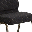 SINGLEWAVE Series 21''W Stacking Church Chair in Black Dot Patterned Fabric - Gold Vein Frame