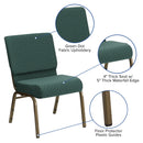 SINGLEWAVE Series 21''W Stacking Church Chair in Hunter Green Dot Patterned Fabric - Gold Vein Frame