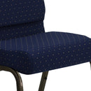 SINGLEWAVE Series 21''W Stacking Church Chair in Navy Blue Dot Patterned Fabric - Gold Vein Frame