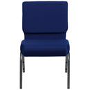 SINGLEWAVE Series 21''W Stacking Church Chair in Navy Blue Fabric - Silver Vein Frame