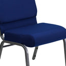 SINGLEWAVE Series 21''W Stacking Church Chair in Navy Blue Fabric - Silver Vein Frame