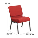 SINGLEWAVE Series 21''W Stacking Church Chair in Crimson Fabric - Silver Vein Frame