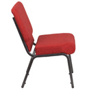 SINGLEWAVE Series 21''W Stacking Church Chair in Crimson Fabric - Silver Vein Frame