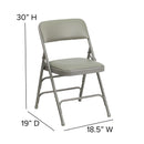 SINGLEWAVE Series Curved Triple Braced & Double Hinged Gray Vinyl Metal Folding Chair