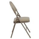 SINGLEWAVE Series Ultra-Premium Triple Braced Beige Vinyl Metal Folding Chair with Easy-Carry Handle