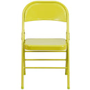 SINGLEWAVE COLORBURST Series Twisted Citron Triple Braced & Double Hinged Metal Folding Chair