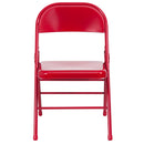 SINGLEWAVE Series Triple Braced & Double Hinged Red Metal Folding Chair
