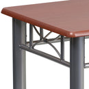 Mahogany Laminate End Table with Silver Steel Frame