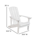 2 Pack Charlestown All-Weather Poly Resin Wood Adirondack Chairs with Side Table in White