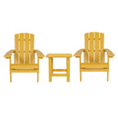 2 Pack Charlestown All-Weather Poly Resin Wood Adirondack Chairs with Side Table in Yellow