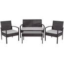 Aransas Series 4 Piece Black Patio Set with Steel Frame and Gray Cushions