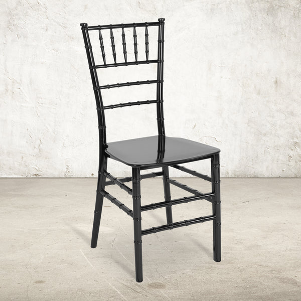 SINGLEWAVE Series Black Resin Stacking Chiavari Chair