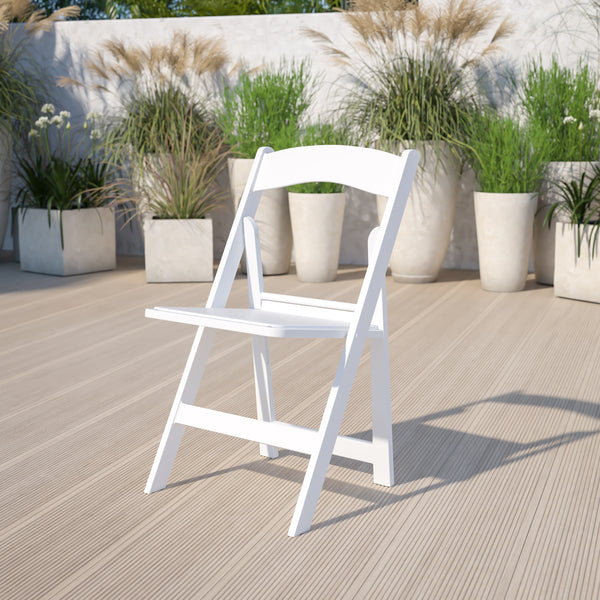 SINGLEWAVE™ Folding Chair - White Resin – 1000LB Weight Capacity - Comfortable Event Chair - Light Weight Folding Chair
