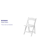 SINGLEWAVE™ Folding Chair - White Resin – 1000LB Weight Capacity - Comfortable Event Chair - Light Weight Folding Chair