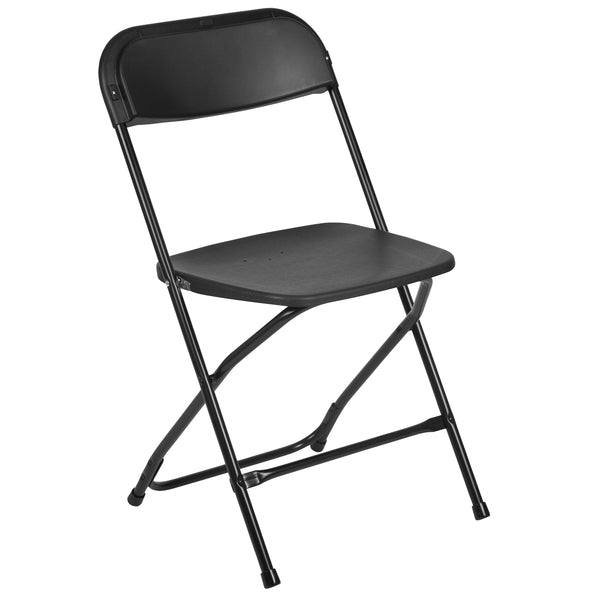 SINGLEWAVE™ Series Plastic Folding Chair - Black - 650LB Weight Capacity Comfortable Event Chair - Lightweight Folding Chair