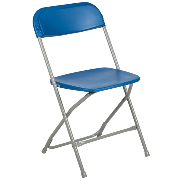 SINGLEWAVE™ Series Plastic Folding Chair - Blue - 650LB Weight Capacity Comfortable Event Chair - Lightweight Folding Chair
