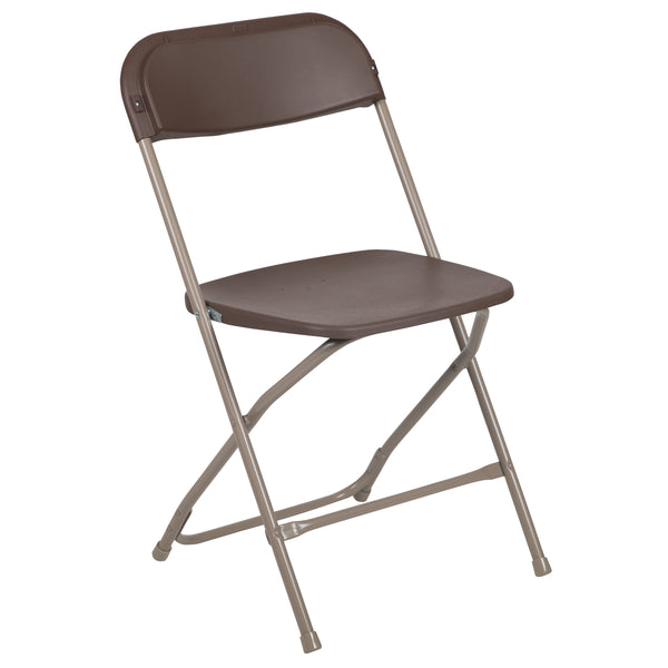 SINGLEWAVE™ Series Plastic Folding Chair - - Brown - 650LB Weight Capacity Comfortable Event Chair - Lightweight Folding Chair