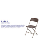 SINGLEWAVE™ Series Plastic Folding Chair - - Brown - 650LB Weight Capacity Comfortable Event Chair - Lightweight Folding Chair