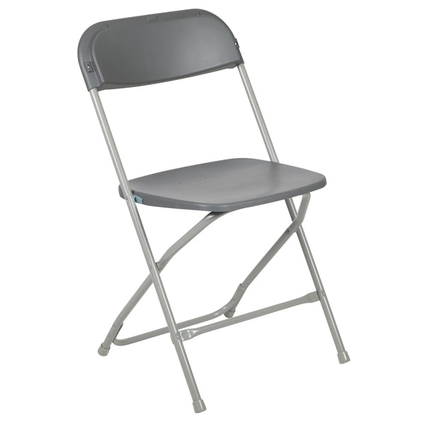 SINGLEWAVE™ Series Plastic Folding Chair - Grey - 650LB Weight Capacity Comfortable Event Chair - Lightweight Folding Chair
