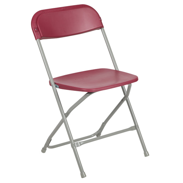 SINGLEWAVE™ Series Plastic Folding Chair - Red - 650LB Weight Capacity Comfortable Event Chair - Lightweight Folding Chair