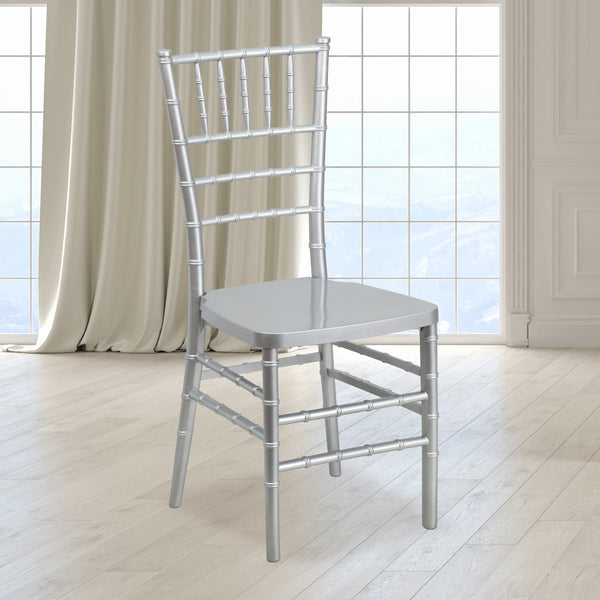 SINGLEWAVE PREMIUM Series Silver Resin Stacking Chiavari Chair