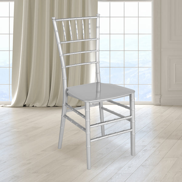 SINGLEWAVE Series Silver Resin Stacking Chiavari Chair