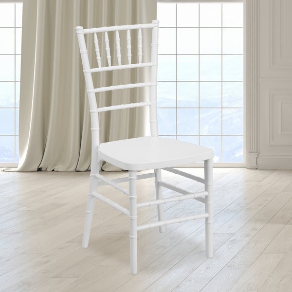 SINGLEWAVE PREMIUM Series White Resin Stacking Chiavari Chair
