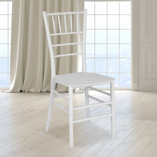 SINGLEWAVE Series White Resin Stacking Chiavari Chair