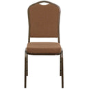 SINGLEWAVE Series Crown Back Stacking Banquet Chair in Coffee Fabric - Gold Vein Frame