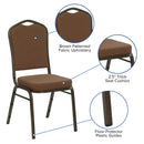 SINGLEWAVE Series Crown Back Stacking Banquet Chair in Coffee Fabric - Gold Vein Frame