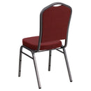 SINGLEWAVE Series Crown Back Stacking Banquet Chair in Burgundy Patterned Fabric - Silver Vein Frame