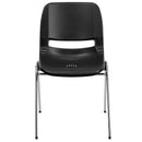 SINGLEWAVE Series 880 lb. Capacity Black Ergonomic Shell Stack Chair with Chrome Frame and 18'' Seat Height