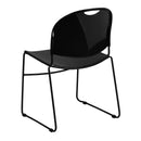 SINGLEWAVE Series 880 lb. Capacity Black Ultra-Compact Stack Chair with Black Powder Coated Frame