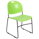 SINGLEWAVE Series 880 lb. Capacity Green Ultra-Compact Stack Chair with Black Powder Coated Frame