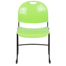 SINGLEWAVE Series 880 lb. Capacity Green Ultra-Compact Stack Chair with Black Powder Coated Frame